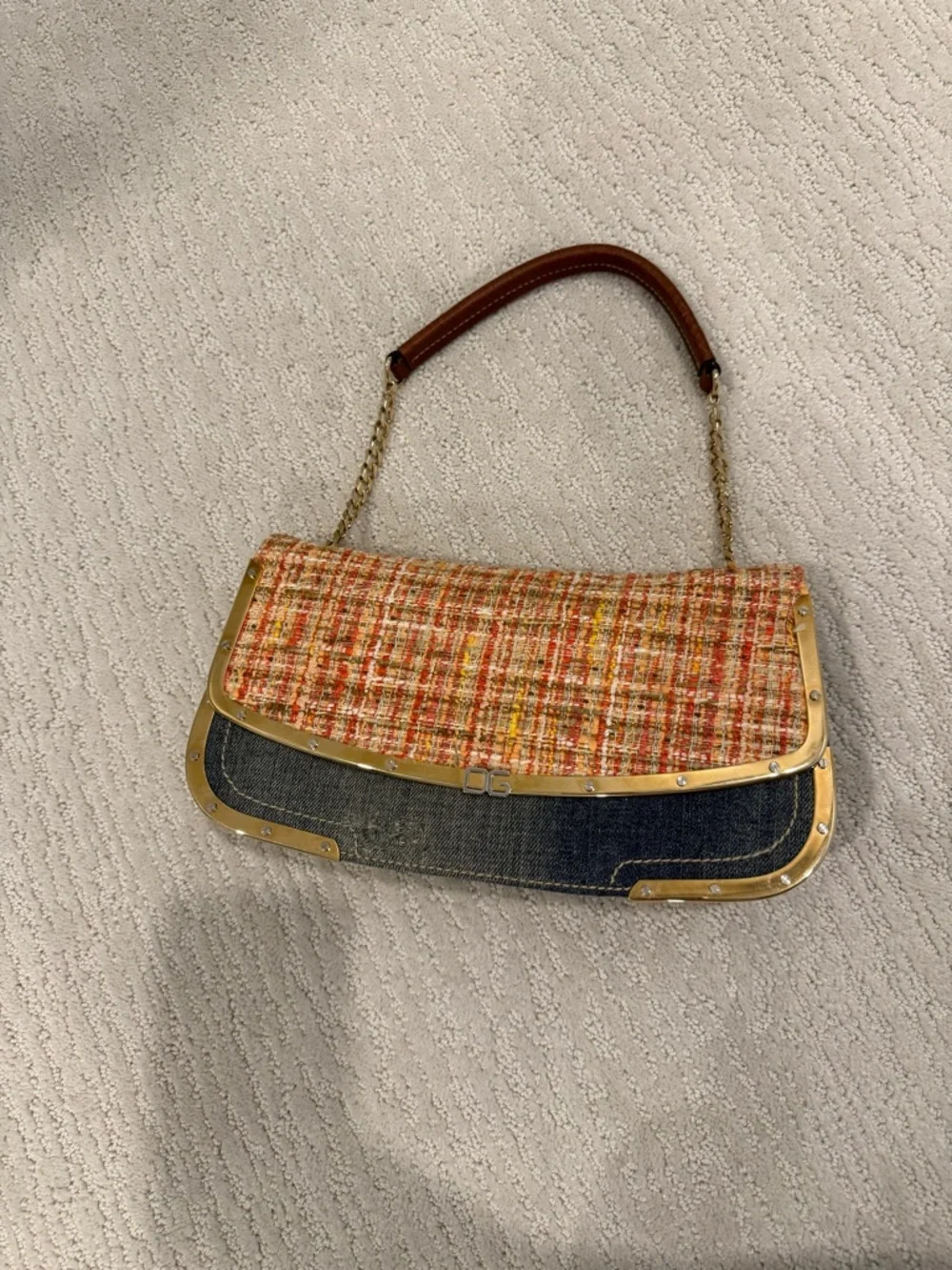 Dolce & Gabbana mixed material shoulder bag vintage y2k with authenticity card